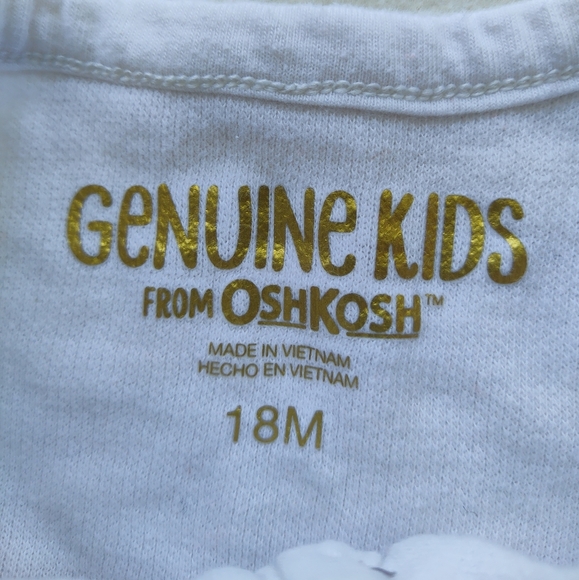 Genuine Kids Oshkosh Long Sleeve White 1/2 Button Blouse Size 18 Months - Picture 4 of 6